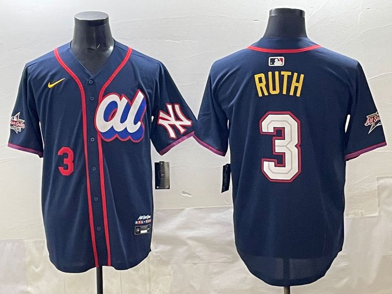 Men 2025 New York Yankees #3 Ruth Drak Blue All star Nike MLB Jersey style 04
